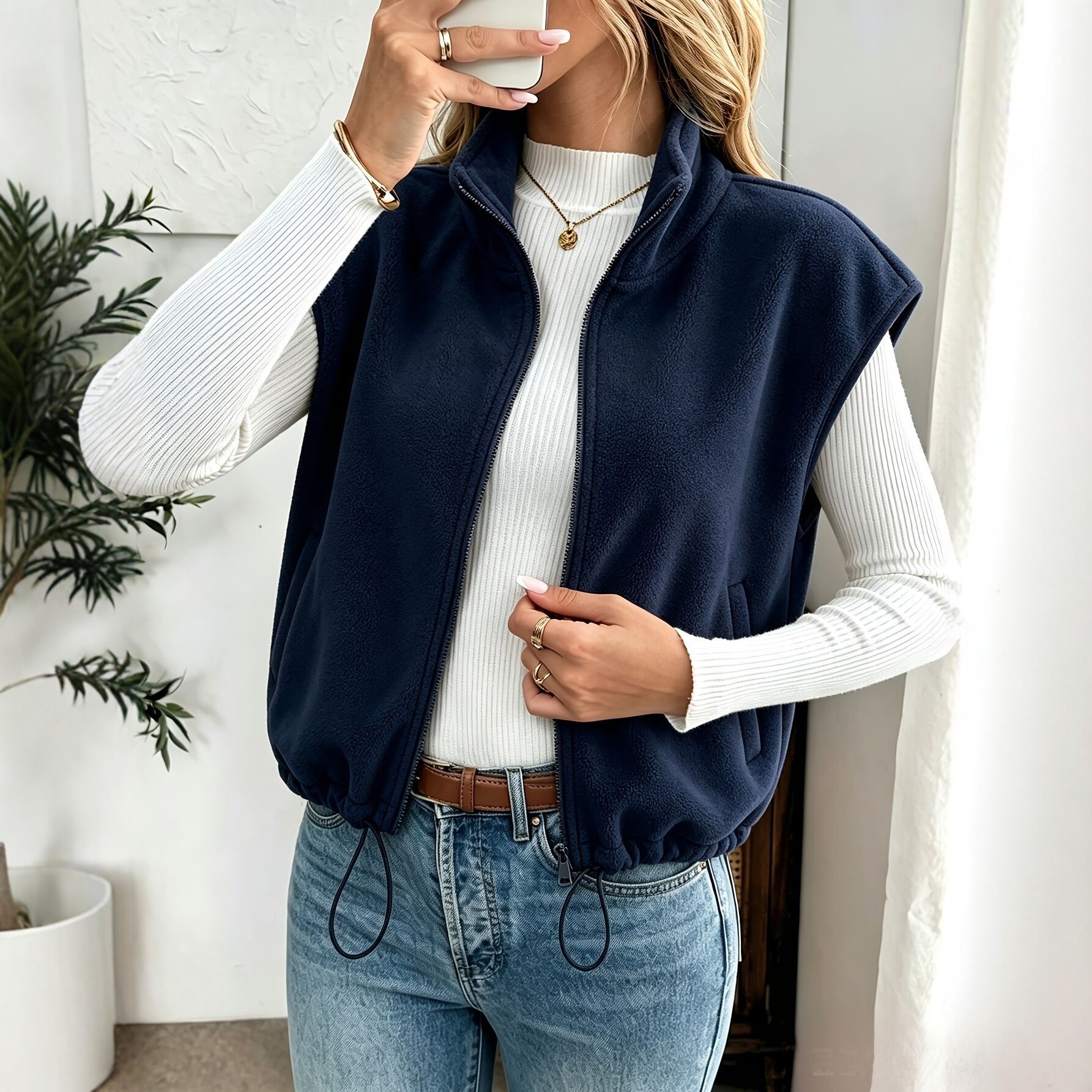 Women's Stand-Up Collar Fleece Vest